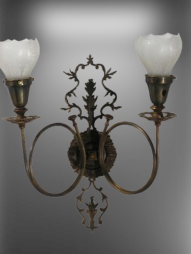 Bronze Art Nouveau Sconces with Trumpet Arms